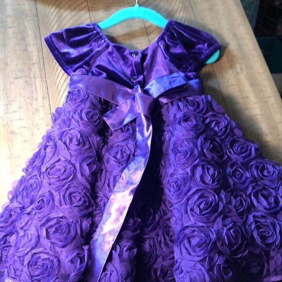 Floral Chiffon & Velvet Dress with crinoline back tie & buttons by Jona Michelle - Picture 7 of 13